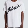 T-Shirt mit geflocktem Balmain-Schriftzug