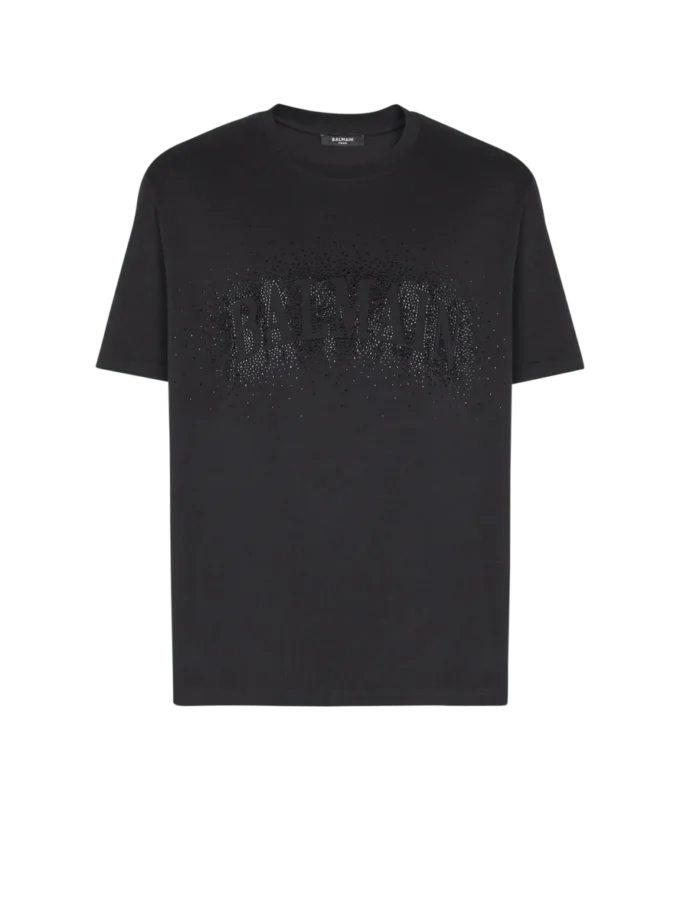 T-Shirt mit gesticktem Kristall-Sprühnebel-Effekt T-Shirt mit gesticktem Kristall-Sprühnebel-Effekt