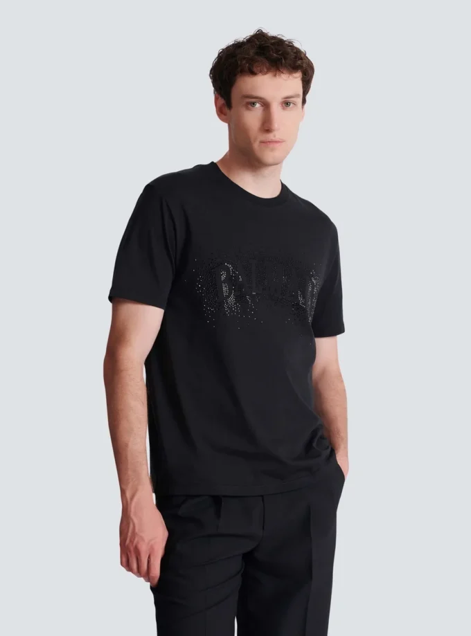 T-Shirt mit gesticktem Kristall-Sprühnebel-Effekt T-Shirt mit gesticktem Kristall-Sprühnebel-Effekt