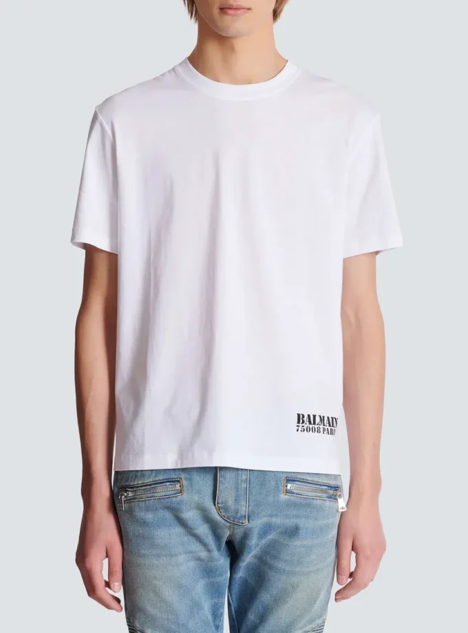 T-Shirt mit kleinem Balmain-Stempel-Print T-Shirt mit kleinem Balmain-Stempel-Print