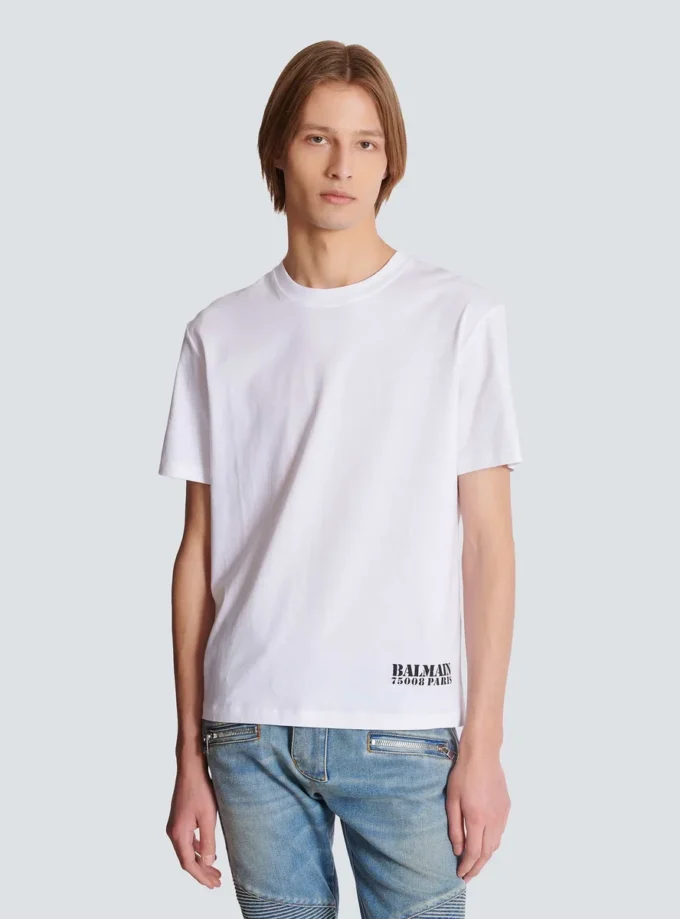 T-Shirt mit kleinem Balmain-Stempel-Print T-Shirt mit kleinem Balmain-Stempel-Print