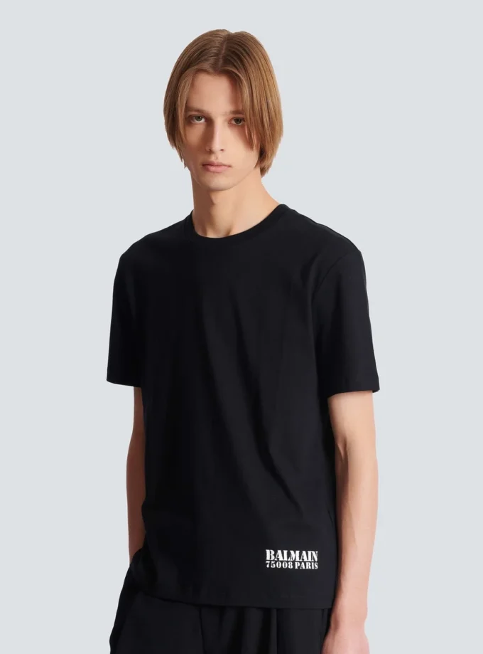 T-Shirt mit kleinem Balmain-Stempel-Print T-Shirt mit kleinem Balmain-Stempel-Print