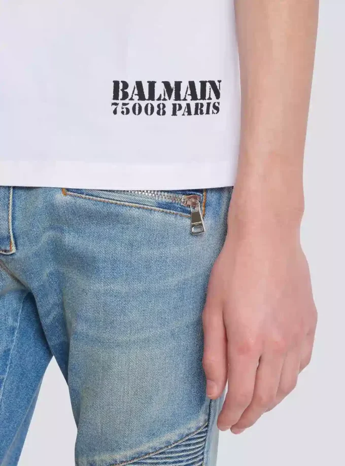 T-Shirt mit kleinem Balmain-Stempel-Print T-Shirt mit kleinem Balmain-Stempel-Print