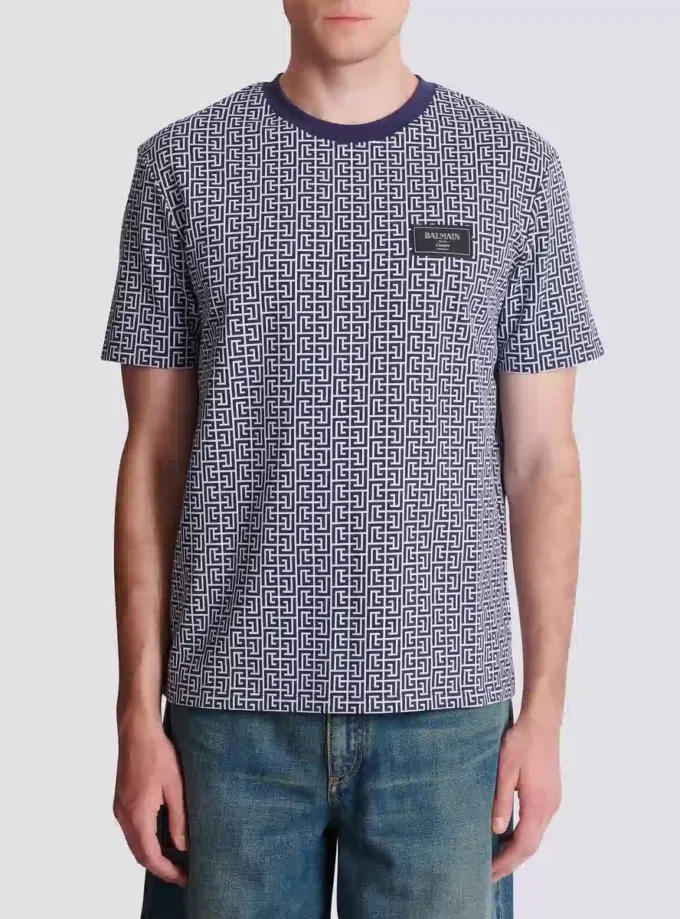 T-Shirt mit Monogramm und Balmain Couture-Label T-Shirt mit Monogramm und Balmain Couture-Label