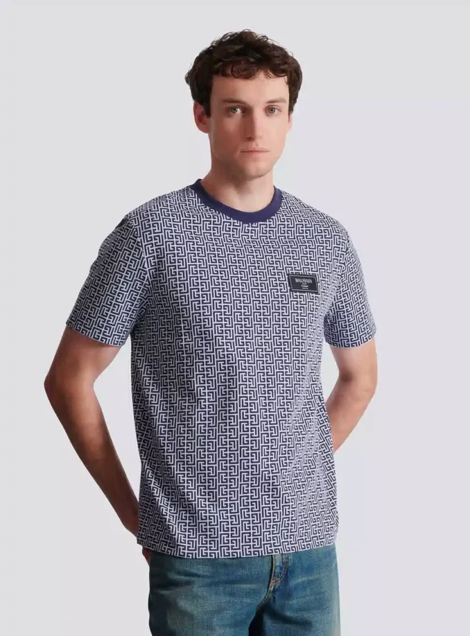 T-Shirt mit Monogramm und Balmain Couture-Label T-Shirt mit Monogramm und Balmain Couture-Label