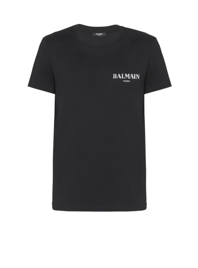 T-Shirt mit Vintage-Gel-Logo von Balmain T-Shirt mit Vintage-Gel-Logo von Balmain