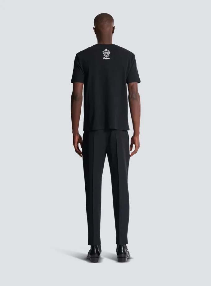 T-Shirt mit Vintage-Gel-Logo von Balmain T-Shirt mit Vintage-Gel-Logo von Balmain