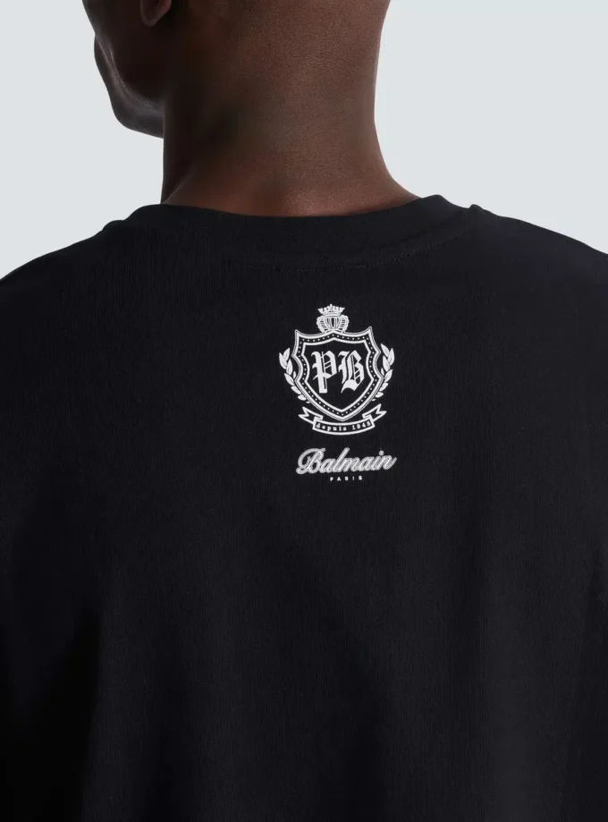 T-Shirt mit Vintage-Gel-Logo von Balmain T-Shirt mit Vintage-Gel-Logo von Balmain