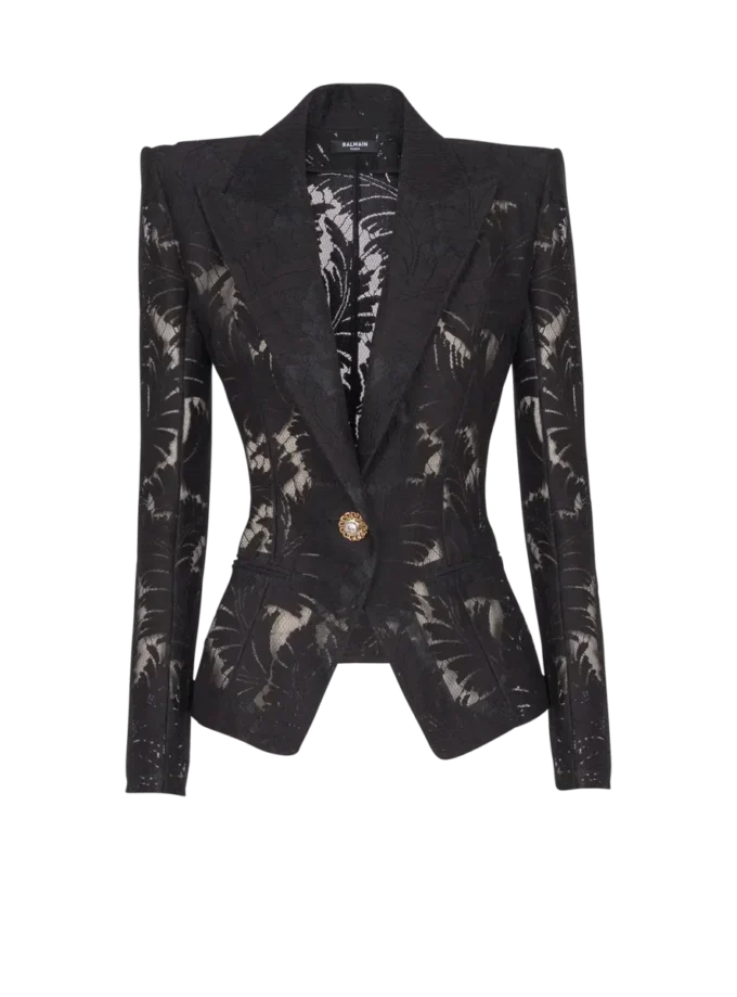 Taillierte Spitzenjacke mit 1 Knopf Taillierte Spitzenjacke mit 1 Knopf