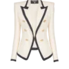 Taillierte zweifarbige Jacke mit Korbmuster