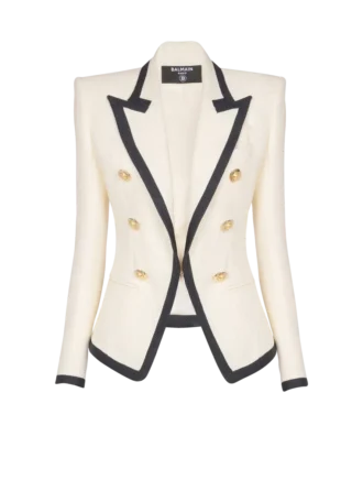 Taillierte zweifarbige Jacke mit Korbmuster