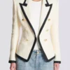 Taillierte zweifarbige Jacke mit Korbmuster