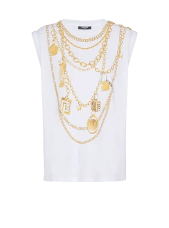 Tanktop mit Collier-Print im Trompe-l’œil-Stil Tanktop mit Collier-Print im Trompe-l’œil-Stil