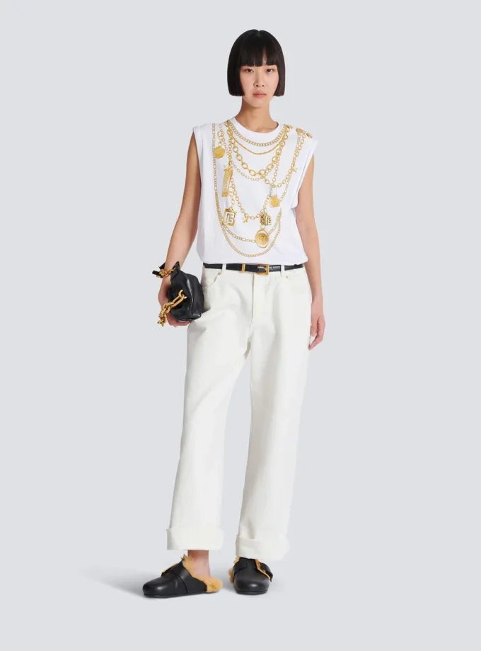 Tanktop mit Collier-Print im Trompe-l’œil-Stil