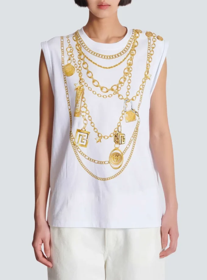 Tanktop mit Collier-Print im Trompe-l’œil-Stil