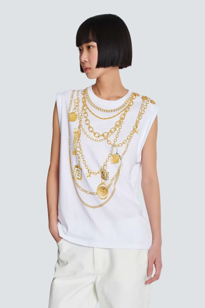 Tanktop mit Collier-Print im Trompe-l’œil-Stil