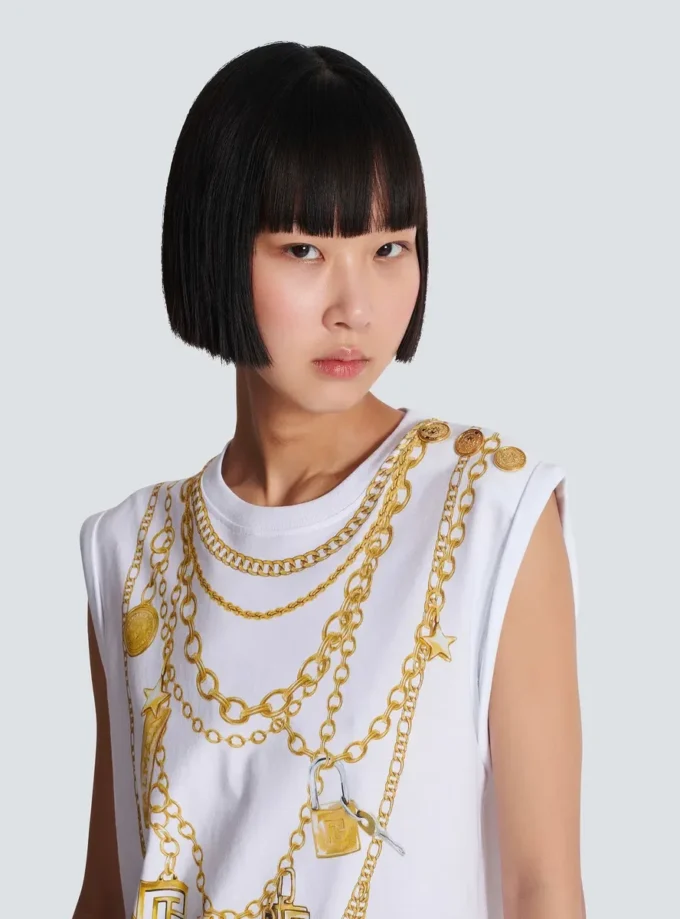 Tanktop mit Collier-Print im Trompe-l’œil-Stil