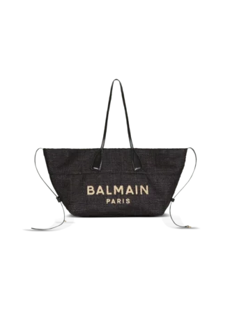 Track-Tasche aus Raffia und Kalbsleder