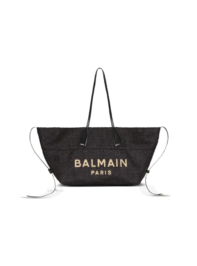 Track-Tasche aus Raffia und Kalbsleder Track-Tasche aus Raffia und Kalbsleder