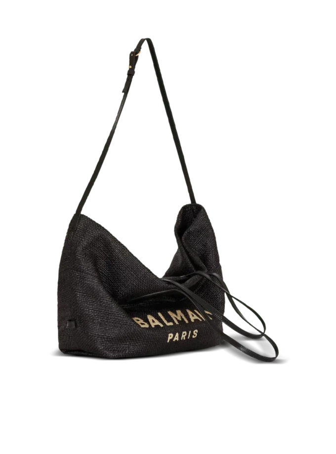 Track-Tasche aus Raffia und Kalbsleder Track-Tasche aus Raffia und Kalbsleder