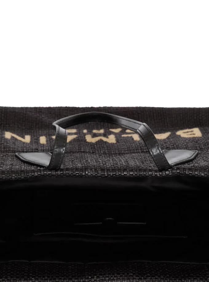 Track-Tasche aus Raffia und Kalbsleder Track-Tasche aus Raffia und Kalbsleder