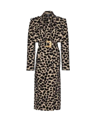 Trenchcoat mit Gürtel aus Jacquard mit Leopardenmuster