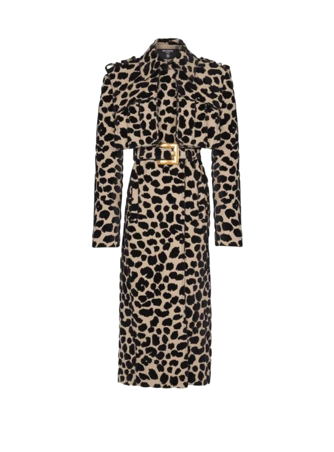 Trenchcoat mit Gürtel aus Jacquard mit Leopardenmuster Trenchcoat mit Gürtel aus Jacquard mit Leopardenmuster