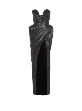 Trägerloses, figurbetontes Lederkleid