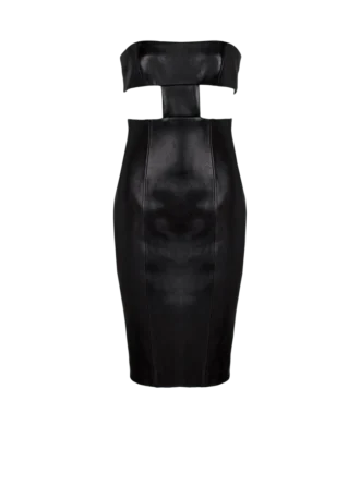 Trägerloses Kleid aus Lammleder