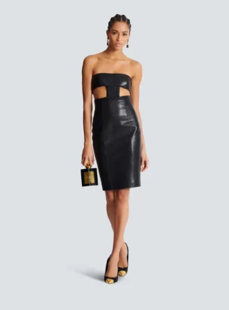 Trägerloses Kleid aus Lammleder