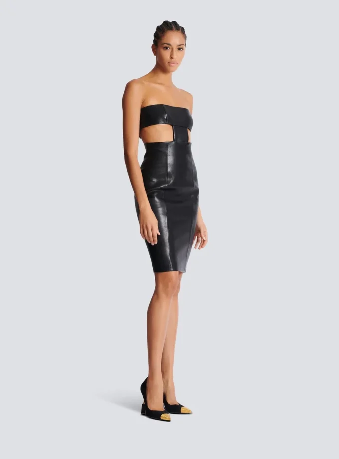 Trägerloses Kleid aus Lammleder Trägerloses Kleid aus Lammleder