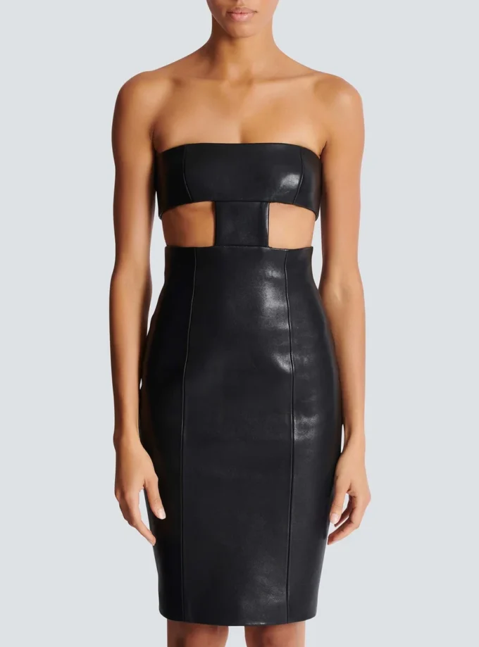 Trägerloses Kleid aus Lammleder Trägerloses Kleid aus Lammleder