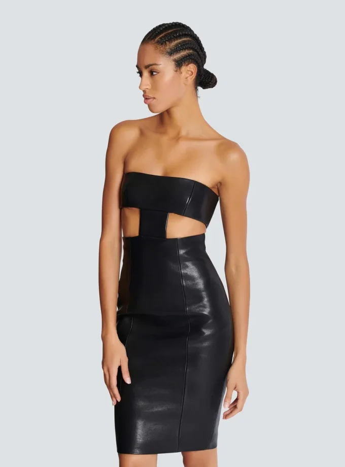 Trägerloses Kleid aus Lammleder Trägerloses Kleid aus Lammleder