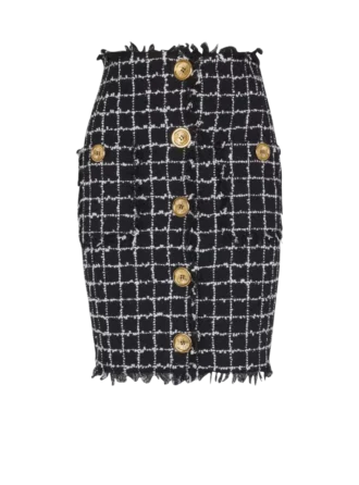 Tweed-Bleistiftrock mit Knöpfen