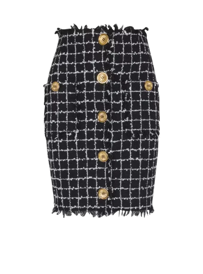 Tweed-Bleistiftrock mit Knöpfen Tweed-Bleistiftrock mit Knöpfen