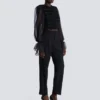 Tweed- und Chiffonjacke mit durchgehendem Saum