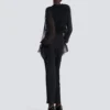 Tweed- und Chiffonjacke mit durchgehendem Saum