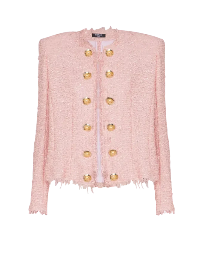Tweedjacke mit durchgehender Paillettenverzierung