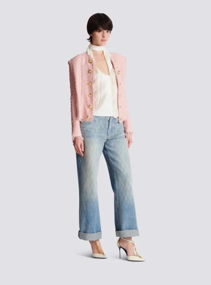 Tweedjacke mit durchgehender Paillettenverzierung