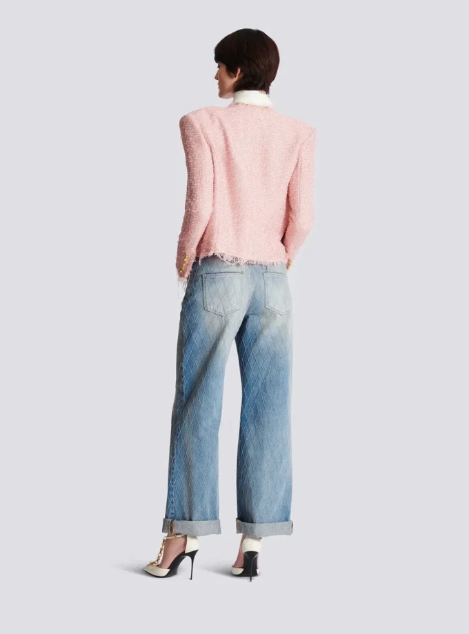 Tweedjacke mit durchgehender Paillettenverzierung