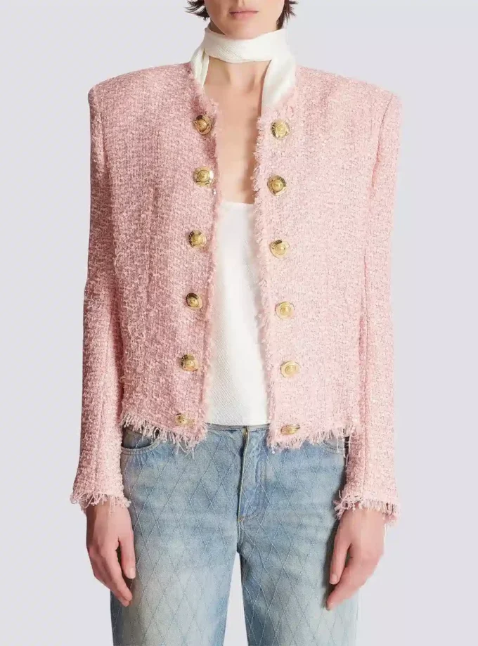 Tweedjacke mit durchgehender Paillettenverzierung