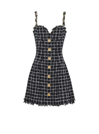 Tweedkleid mit Kettenträgern Tweedkleid mit Kettenträgern