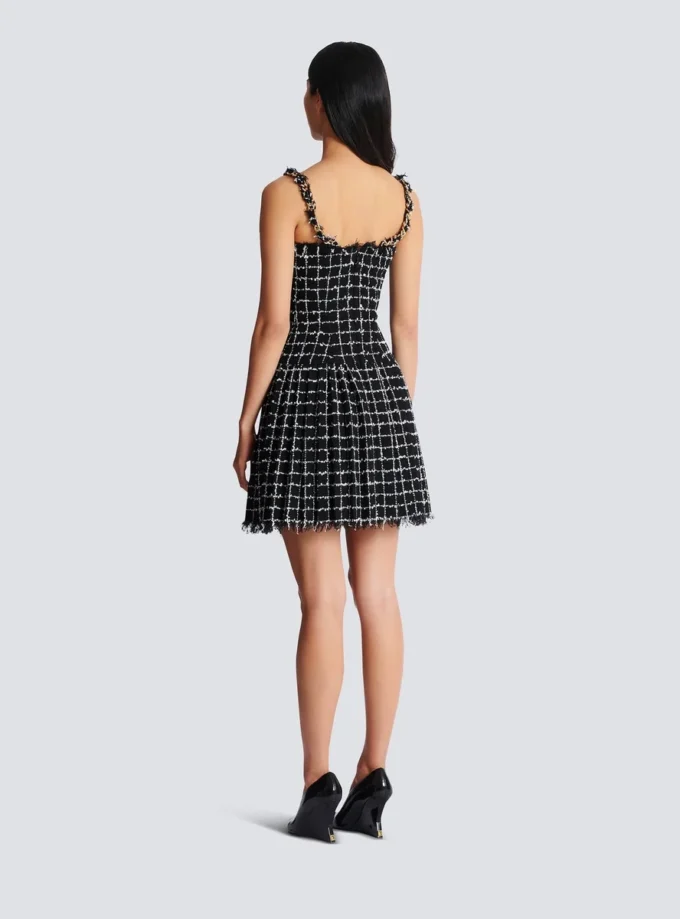 Tweedkleid mit Kettenträgern
