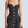 Tweedkleid mit Kettenträgern