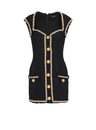 Tweedkleid mit Perlenbesatz