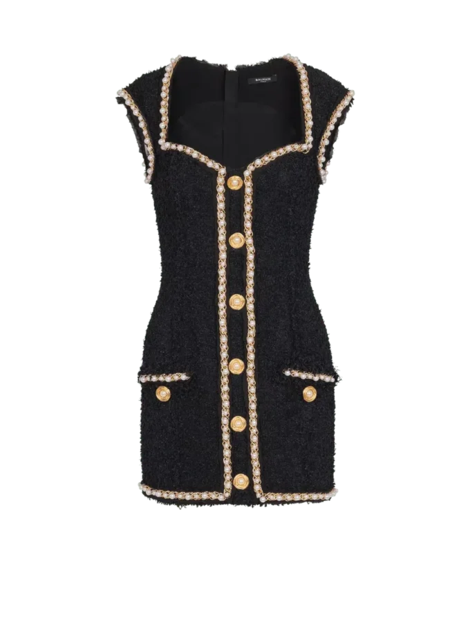 Tweedkleid mit Perlenbesatz Tweedkleid mit Perlenbesatz
