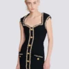 Tweedkleid mit Perlenbesatz Tweedkleid mit Perlenbesatz