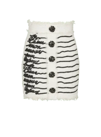 Tweedrock mit Love Letter-Stickerei