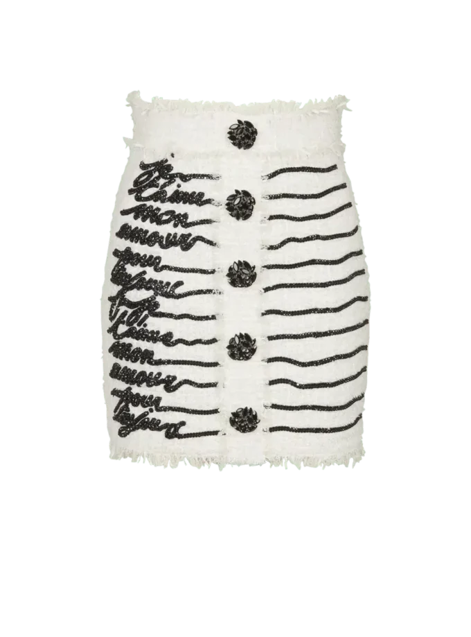Tweedrock mit Love Letter-Stickerei Tweedrock mit Love Letter-Stickerei