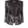 V-Ausschnitt-Jacke aus Glitzersatin